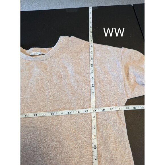 Zara Tan Crewneck Boxy Fit Sweater Small - Picture 6 of 8